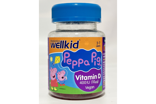 Wellkid Peppa Pig Vitamin D Soft Jellies – 30 Strawberry Flavour Gummies (3–7 Years)