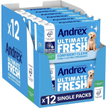 Andrex Ultimate Fresh Flushable Wipes – 12 x Single Packs | Plastic-Free, Biodegradable Toilet Wipes