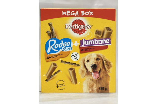 Pedigree Mega Box Dog Treats – Rodeo Duos & Jumbone Medium – 780g