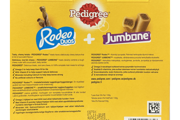 Pedigree Mega Box Dog Treats – Rodeo Duos & Jumbone Medium – 780g