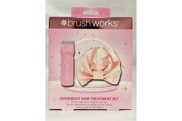 Brushworks Overnight Hair Treatment Set | Satin Hair Turban & Oil Applicator | Vegan & Cruelty-Free