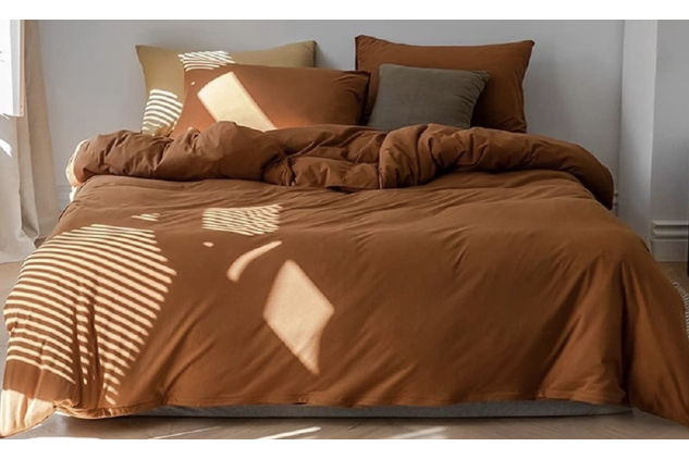 Duvet Cover Set – Caramel Pumpkin Colour | King Size (220x240cm) + 2 Pillowcases (50x75cm) | Soft Brushed Microfibre Bedding