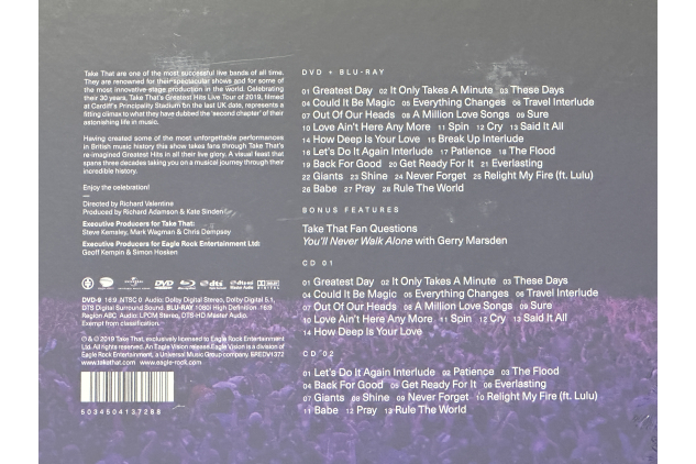 Take That – Odyssey: Greatest Hits Live | 4 Disc Set (DVD, Blu-Ray & 2CD) | Limited Edition Photobook