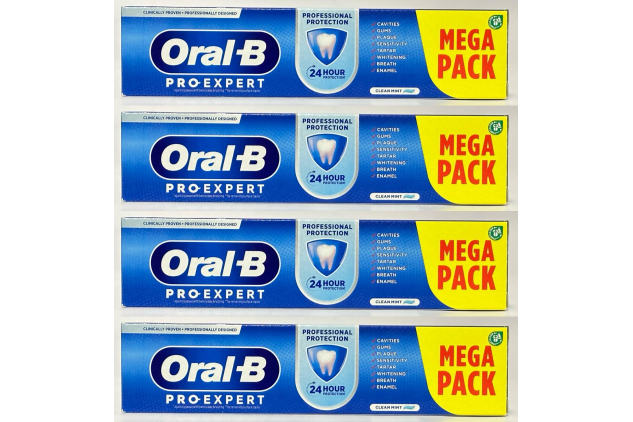 Oral-B Pro-Expert Professional Protection Toothpaste | Clean Mint | 4 x 125ml Mega Pack