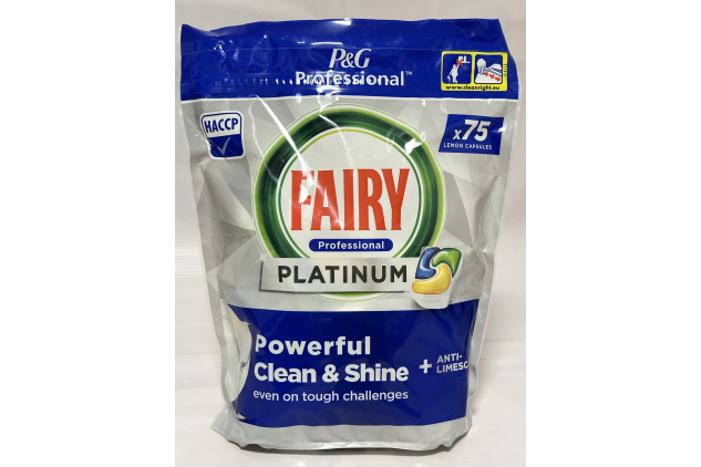Fairy Professional Platinum All in One Dishwasher Tablets – Lemon – 75 Capsules | Powerful Clean & Shine