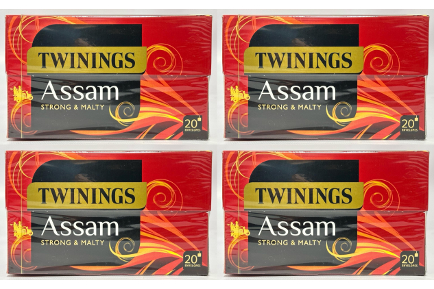Twinings Assam Black Tea – 80 Teabags (4 x 20 Envelopes) | Strong & Malty