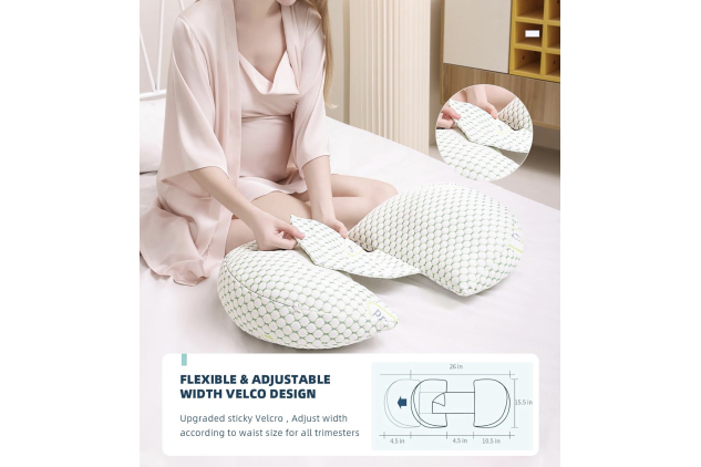 Pregnancy Pillow for Pregnant Women | Adjustable Maternity Support Cushion | Back, Belly, and Hip Relief | Removable Cover
