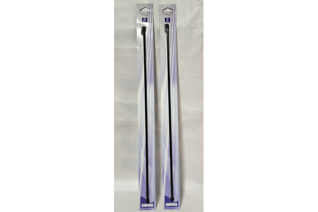 2 x Extendable Window Curtain Rods with Decorative End Caps – Black Metal (50–80 cm)