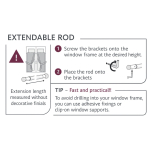 2 x Extendable Window Curtain Rods with Decorative End Caps – Black Metal (50–80 cm)