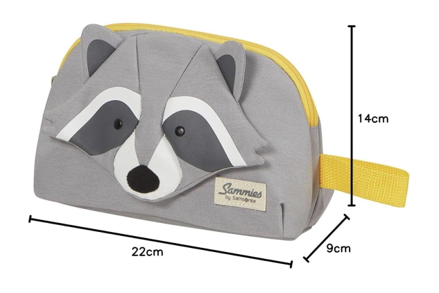 Samsonite Happy Sammies Eco Raccoon Remy – Children’s Toiletry Bag | 22 cm | 2.5 L | Grey