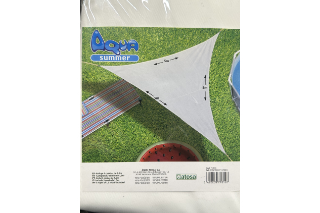 Triangular Shade Sail Canopy – 5m x 5m x 5m – Aqua Summer UV Sun Shade