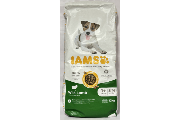 IAMS Dry Dog Food with Lamb – Small & Medium Breed Adult Dogs (12kg)
