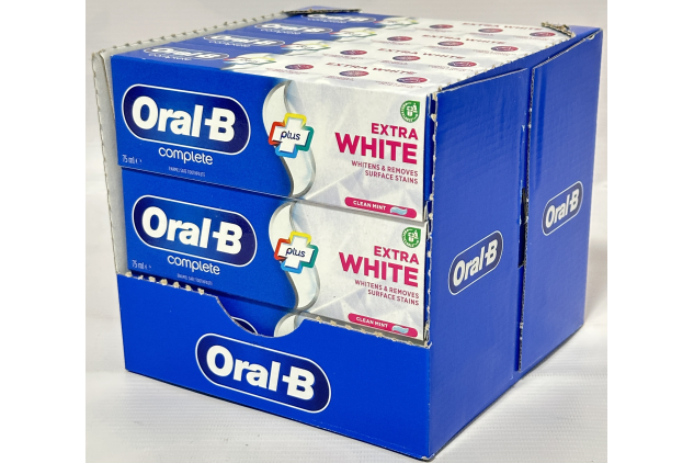 Oral-B Complete Extra White Toothpaste – Clean Mint – 12 x 75ml Pack | Bulk Buy Deal