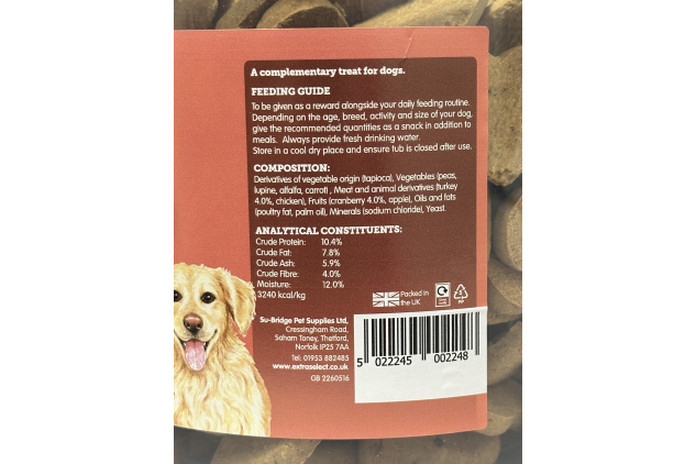 Extra Select Grain-Free Hearts Dog Treats – Turkey & Cranberry – 3 Litre (1.5kg)