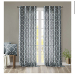 Madison Park Saratoga Single Window Curtain Light Filtering Fretwork Print 1 Panel 100 X 84 Inches Blue