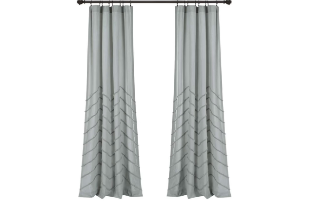 Lush Decor Pastel Blue Colour Chenille Chevron Window Curtain Panel Pair (84