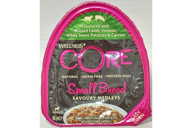 Wellness CORE Small Breed Wet Dog Food – Lamb & Venison – 12 x 85g Trays