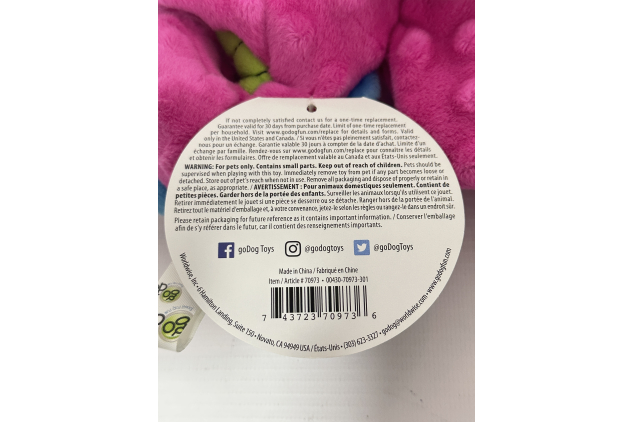 goDog Dragon Tough Plush Dog Toy – Small, Pink – Chew Guard Technology