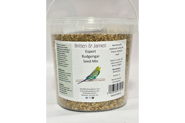 Britten & James Expert Budgerigar Seed Mix – 2L Tub (Approx. 1.8kg)