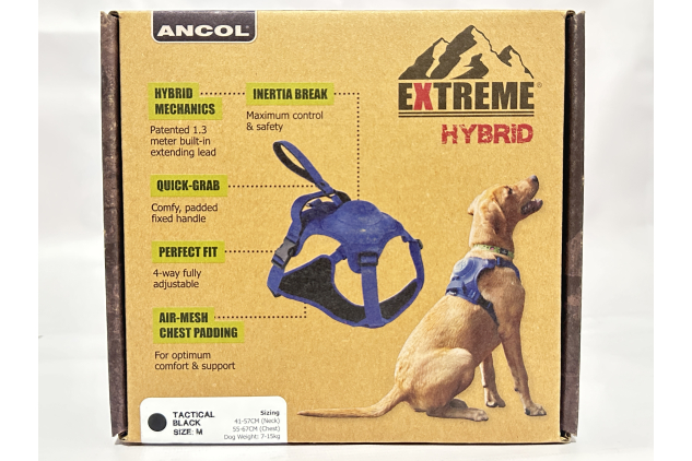Ancol Extreme Hybrid Dog Harness – Tactical Black – Size M (41–57cm Neck / 55–67cm Chest)
