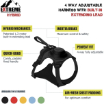 Ancol Extreme Hybrid Dog Harness – Tactical Black – Size M (41–57cm Neck / 55–67cm Chest)