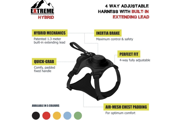 Ancol Extreme Hybrid Dog Harness – Tactical Black – Size M (41–57cm Neck / 55–67cm Chest)