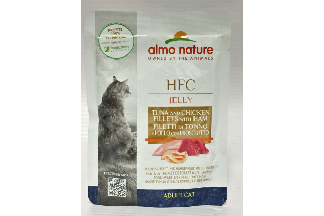 Almo Nature HFC Jelly Wet Cat Food – Tuna, Chicken & Ham – 55g (Pack of 24)