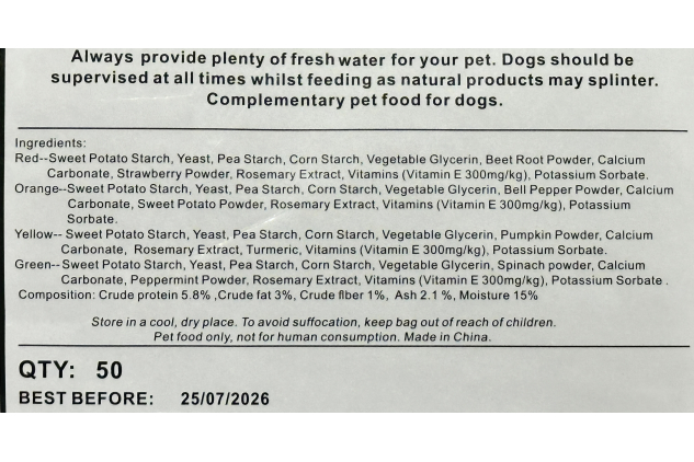 Mini Toothbrush Vegetarian Dog Treats – 50 Pack | 100% Natural, Meat-Free Dental Chews