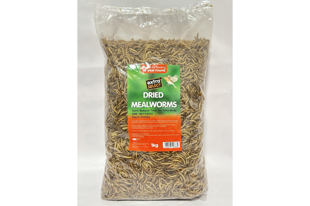 Extra Select Dried Mealworms for Wild Birds – 1kg (5 Litre Refill Bag)