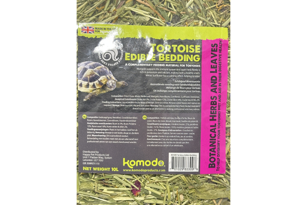 Komodo Tortoise Edible Bedding 10L | Botanical Herbs & Leaves | Natural Complementary Feed