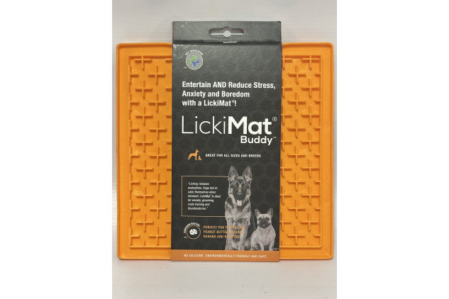 LickiMat Buddy Dog Feeding Mat – Orange | Boredom & Anxiety Relief | Slow Feeder for Treats & Meals