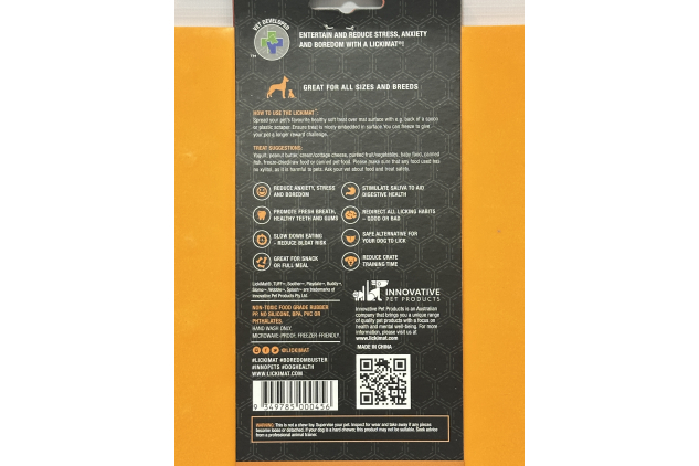 LickiMat Buddy Dog Feeding Mat – Orange | Boredom & Anxiety Relief | Slow Feeder for Treats & Meals
