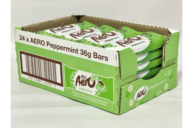 Nestlé Aero Peppermint Chocolate Bars – 24 x 36 g | Smooth Milk Chocolate with Peppermint Flavoured Bubbles | Suitable for Vegetarians