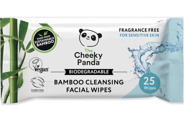 The Cheeky Panda Bamboo Cleansing Facial Wipes – 6 Packs x 25 Wipes | Biodegradable, Fragrance-Free, Vegan | Sustainable Bamboo Makeup Remover Wipes (150 Total)