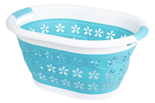 Collapsible Laundry Basket 17L – Foldable Washing Basket with Handles | Space-Saving Pop-Up Hamper (Turquoise)