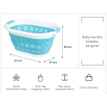 Collapsible Laundry Basket 17L – Foldable Washing Basket with Handles | Space-Saving Pop-Up Hamper (Turquoise)