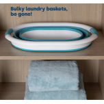 Collapsible Laundry Basket 17L – Foldable Washing Basket with Handles | Space-Saving Pop-Up Hamper (Turquoise)