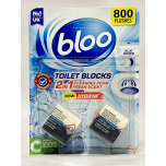 Bloo 2-in-1 Toilet Blocks Blue Water – Cleaning Foam Fresh Scent – 2 x 50 g (Up to 800 Flushes)