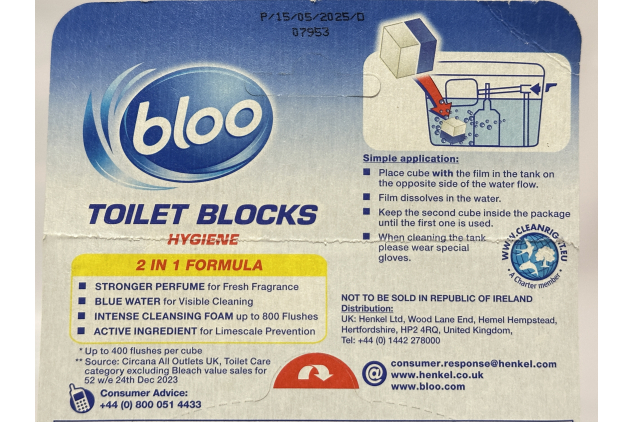 Bloo 2-in-1 Toilet Blocks Blue Water – Cleaning Foam Fresh Scent – 2 x 50 g (Up to 800 Flushes)