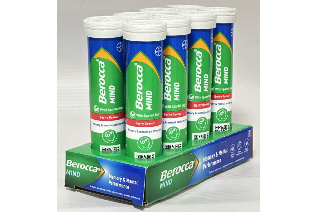 Berocca Mind Effervescent Tablets – Berry Flavour – 8 Tubes x 15 Tablets (120 Tablets Total)