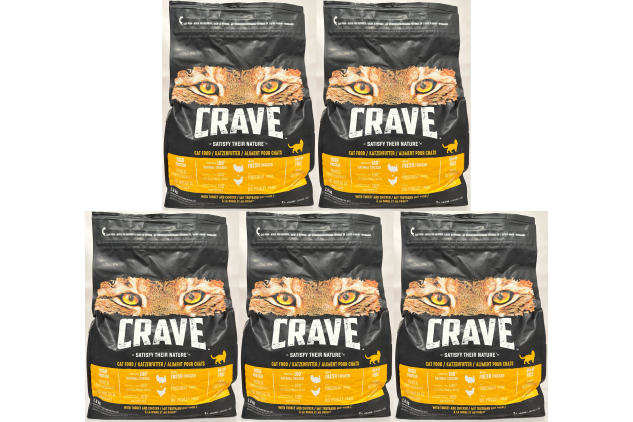 CRAVE High Protein Dry Cat Food – Grain Free with Turkey & Chicken – 2.8kg (Pack of 5 = 14kg Total)