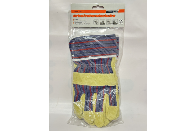 Brüder Mannesmann Work Gloves – Heavy Duty Leather Palm Gloves (2 Pairs, Size XL) | Model 41702 | CE Certified EN420