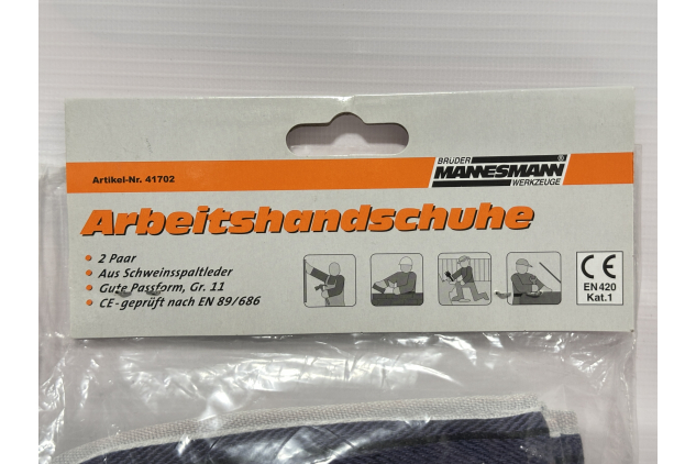 Brüder Mannesmann Work Gloves – Heavy Duty Leather Palm Gloves (2 Pairs, Size XL) | Model 41702 | CE Certified EN420