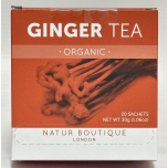 Natur Boutique Organic Ginger Tea – 20 Sachets | Pure Ginger Root Herbal Infusion | Caffeine-Free & ECOCERT Certified