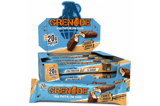 Grenade High Protein, Low Sugar Bar – Chocolate Chip Cookie Dough – 12 x 60 g | 21 g Protein per Bar | Informed Sport Certified | Low Sugar Snack