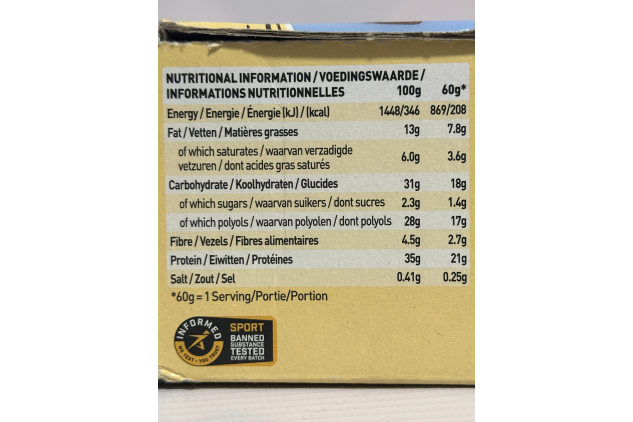 Grenade High Protein, Low Sugar Bar – Chocolate Chip Cookie Dough – 12 x 60 g | 21 g Protein per Bar | Informed Sport Certified | Low Sugar Snack