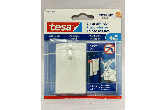 Tesa Adhesive Nails for Tiles & Metal – 4 kg Load Capacity (2 Pack) | Powerstrips Technology | Damage-Free Hanging Solution