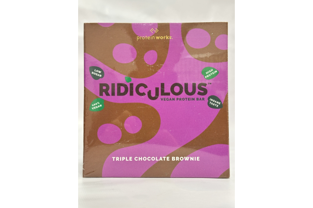 Protein Works Ridiculous Vegan Protein Bar – Triple Chocolate Brownie – 9 x 47.5 g | High Protein, Low Sugar, 100% Plant-Based