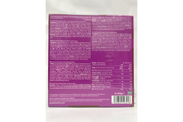 Protein Works Ridiculous Vegan Protein Bar – Triple Chocolate Brownie – 9 x 47.5 g | High Protein, Low Sugar, 100% Plant-Based