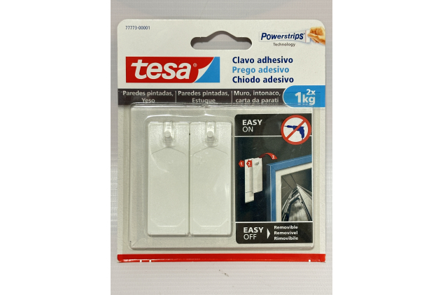Tesa Adhesive Nails for Painted Walls & Wallpaper | 2 x 1 kg | Powerstrips Removable Mounting Hooks